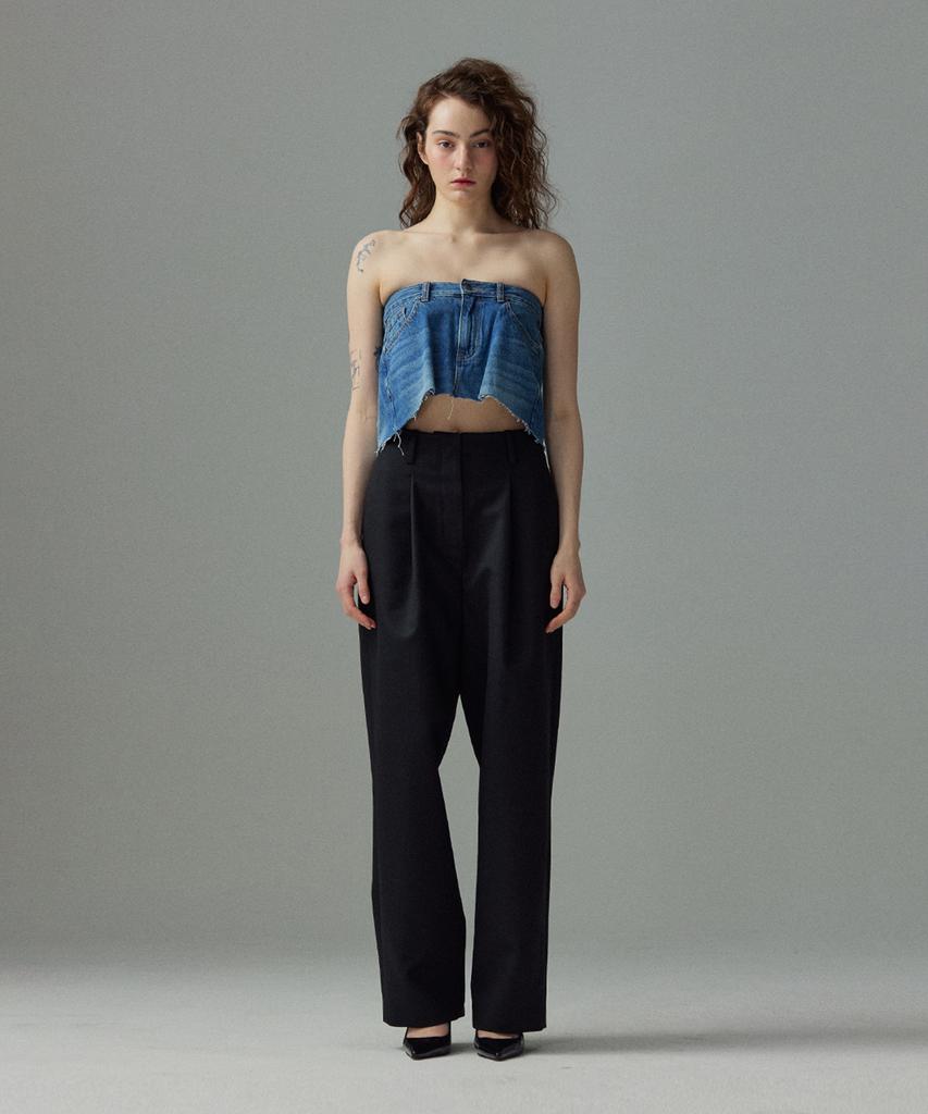 Meuameu Wool Pin Tuck Slacks
