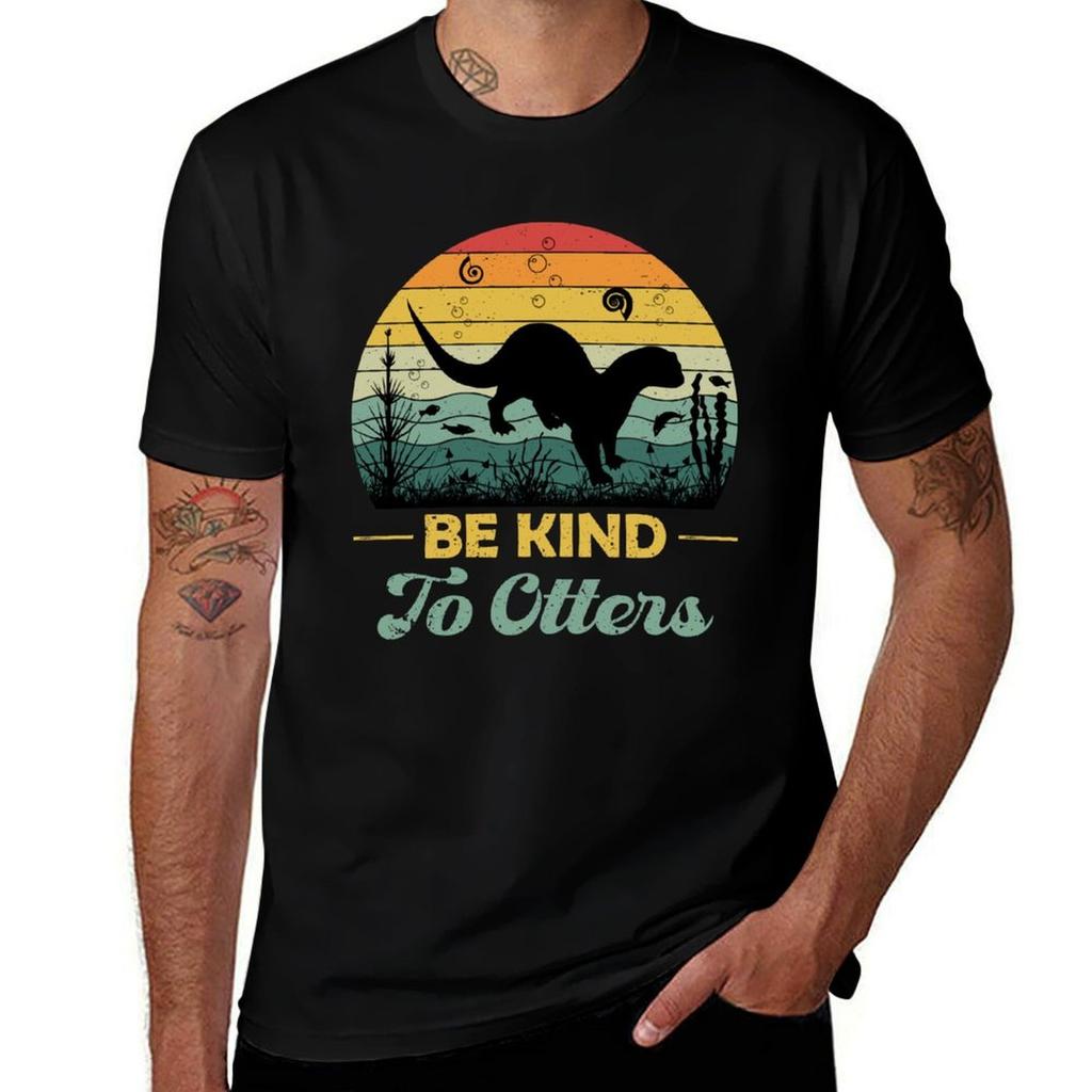 Be Kind To Otters Retro Tshirt Outdoor Working Tshirt