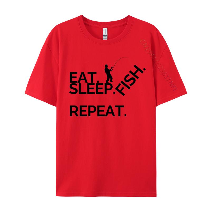 Eat Sleep Fish Repeat Tshirt Cotton Normal Tees Coupons Men TShirt Casual Tops Shirts Wholesale Basic