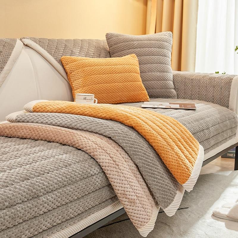 Thick Plush Sofa Covers Woven Fabric Non-slip Winter Warm Sofa Mat Slipcover Sofa Towel Couch Cushion for Room Home Mattress