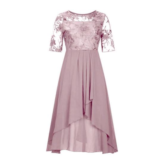 Женское платье миди с цветочным кружевом, летнее шифоновое платье-халат с круглым вырезом, длинное коктейльное вечернее платье для гостей на свадьбе, подружек невесты