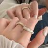 Премиальное кольцо с открытым дизайном, украшенное жемчугом и стразами, ретро-кольцо, нишевый дизайн для женщин, уникальное кольцо на указательный палец в стиле холодного ветра