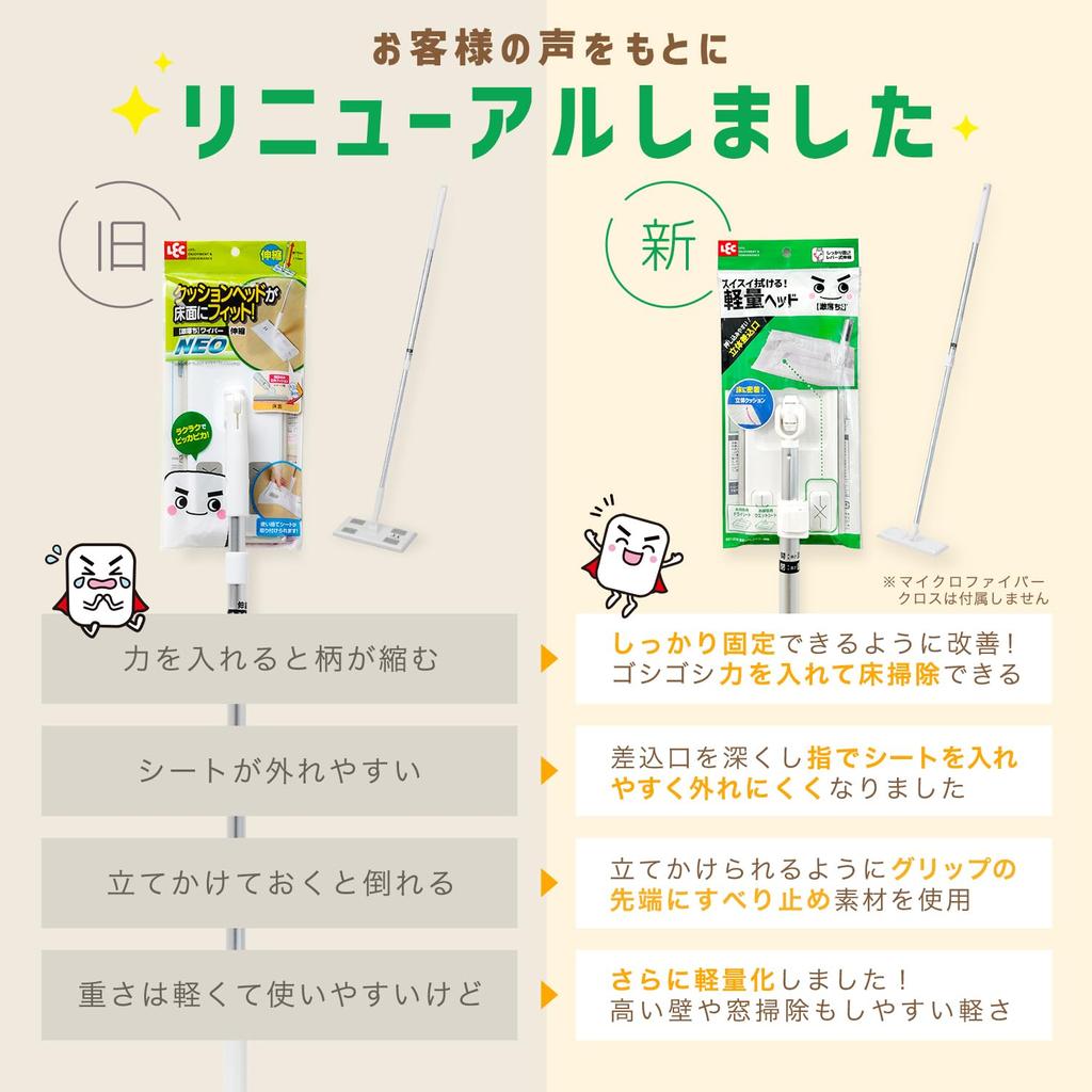 LEC Gekiochikun Легкая насадка для швабры 3D-подушка 3D-вставка Швабра, (Расширяемый) / Прилипающий к полу / Легко толкать