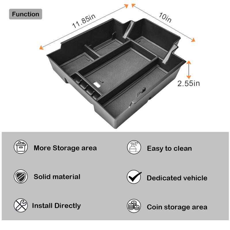 For 2024-2025 Chevy Silverado EV Work Truck (WT) Center Console Car Armrest Storage Box Tray Center Console Organizer Car Box