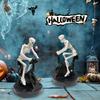 Halloween Riding Bike Skeleton Statue Animated Fitness Bicycle Skeleton Figurine Resin Sculpture Gothic Cycling Skeleton Ornament