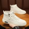Spring Men's Shoes New Breathable High-top Shoes for Men's Trendy and Versatile White Shoes Thick Sole Sports and Casual Board Shoes Trendy Shoes