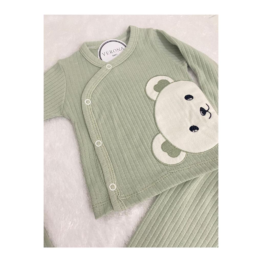 Baby Boy Teddy Bear Detailed 3-piece Hospital Discharge Set Newborn Outfit 0-3 Months 50-56cm Organic Cotton