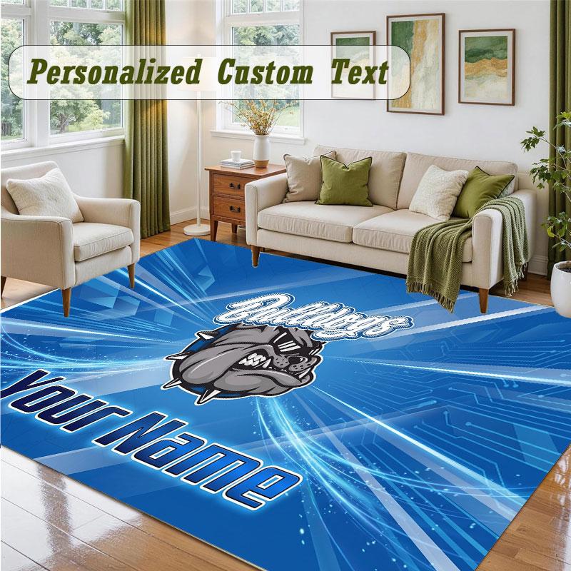 Crystal Velvet Square Rug Custom NameCanterbury-Bankstown Bulldogs Pattern Non Slip Home Floor Decor Rug