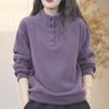 Women Autumn Winter Thickened Sweatshirt Half High Collar Casual Versatile Slimming Plus Size Solid Color Tops