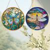 2Pcs Animal Theme 2D Flat DIY Hanging Diamond Art Kits Rhinestone Diamond Art Window Pendants Window Hanging Art for Home Decor