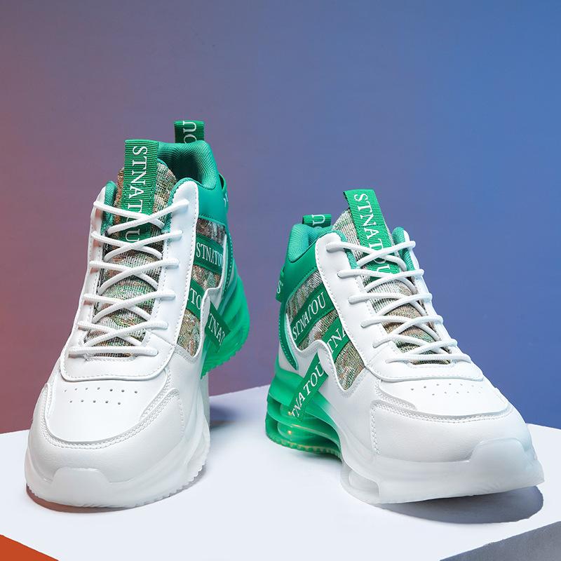 Мода 2024 Новые дышащие спортивные кроссовки с высоким верхом для мужской трендовой повседневной обуви с мягкой подошвой и высокой высотой, молодежные кроссовки для бега