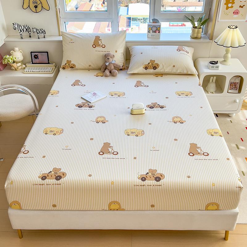 100%Cotton Fitted Bed Sheet Flower Printed Bed Sheet Set Single/Queen/King Pure Cotton Mattress Cover Protector Fitted Sheet