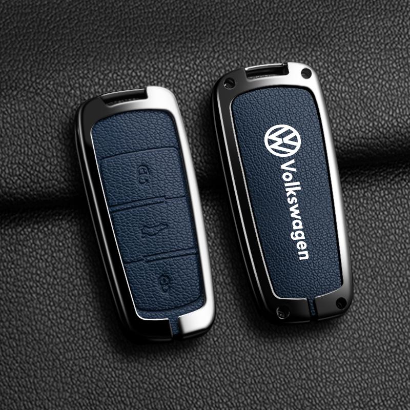 Leather Car Zinc Alloy Key Case Cover Remote Shell For Volkswagen VW Passat 3C CC B6 B7 B7L R36 Maogotan B5 Keychain Accessory zw5