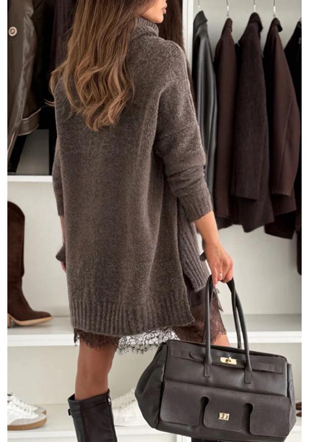 2025 Women's Solid Color High Neck Long Sleeve Sweater - Autumn/Winter Collection