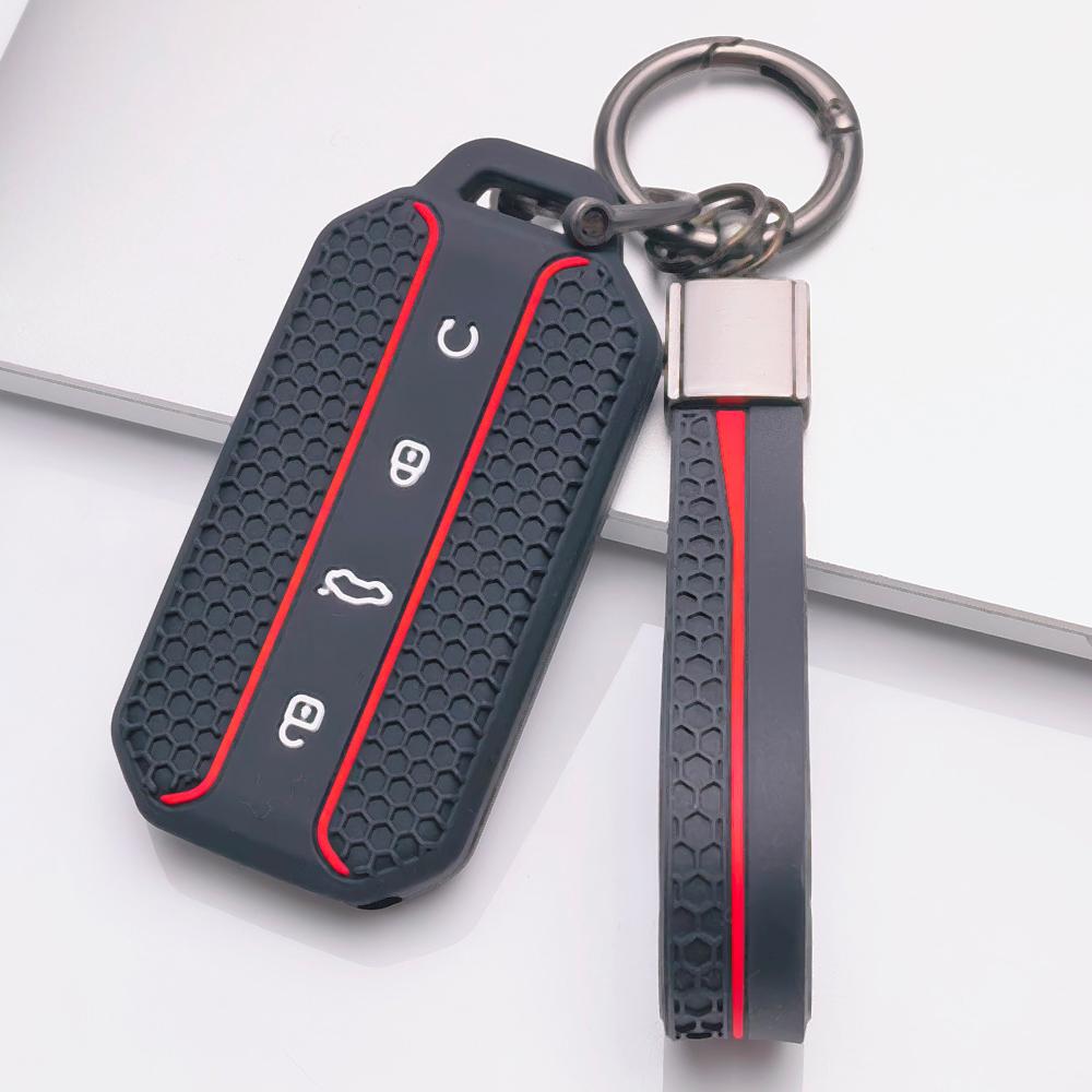 Анти-потеря Силиконовый Брелок-шнурок для Chery Jaecoo 5 J5 J7 Tiggo 9 Arrizo 8 с Брелоком Сотовая Текстура Нескользящий Захват Чехол для Пульта ДУ Автомобиля