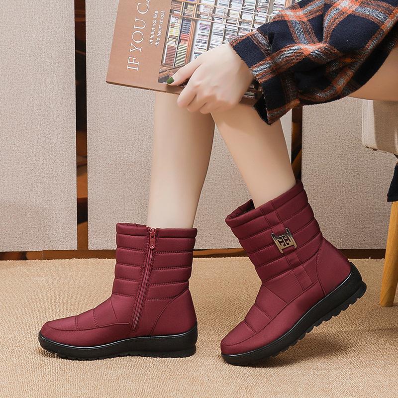 Autumn and Winter New Warm Women's Snow Boots Women's Side Zipper Waterproof Thickening Plus Velvet Boots