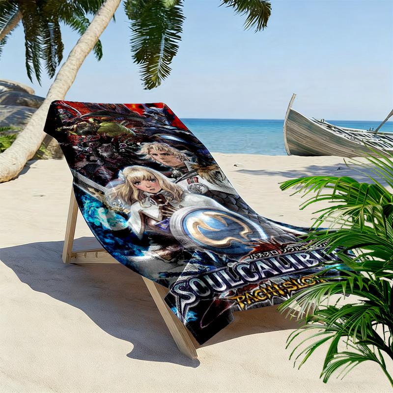 Пляжное полотенце с принтом Soul Calibur, большое, мягкое, быстросохнущее, для пляжа, кемпинга, плавания