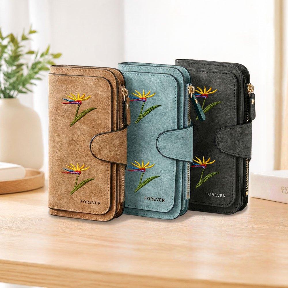 Paradise Bird Flower Long Zipper Wallet, Large Capacity Card Holder, Unisex Clutch Bag, Fashionable Zipper Coin Purse, Suitable for Daily Use, A
