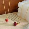 Cinnabar Transit Bead Necklace for Women's Simple and Versatile Chinese Style Red Clavicle Chain