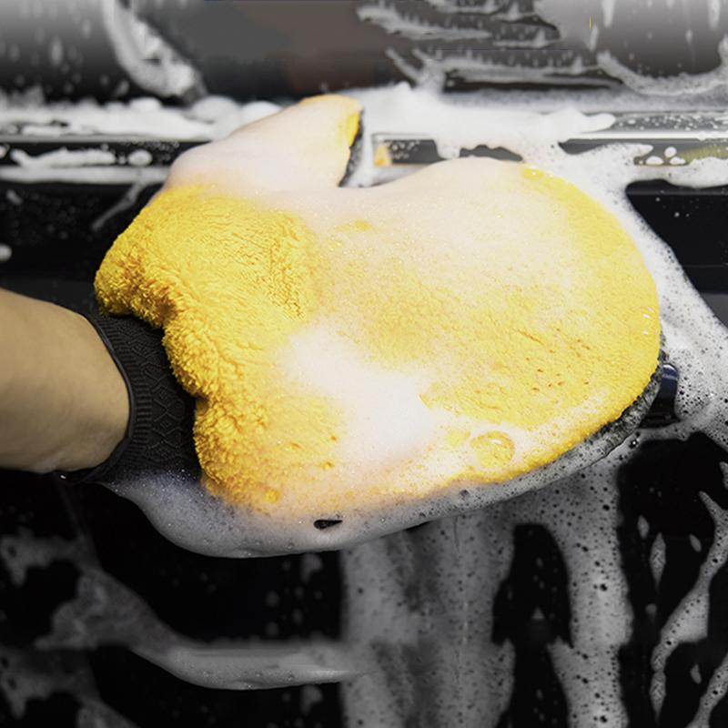 Перчатка для чистки автомобиля, щетка, толстые двухсторонние перчатки из микрофибры кораллового флиса, рукавица для чистки автомобиля, щетка для ухода за воском и деталями автомобиля