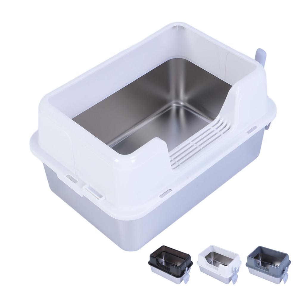 Металлический лоток для кошачьего туалета из нержавеющей стали 20 л, легко моется, не разбрызгивается, высокий бортик, большой лоток для кошачьего туалета