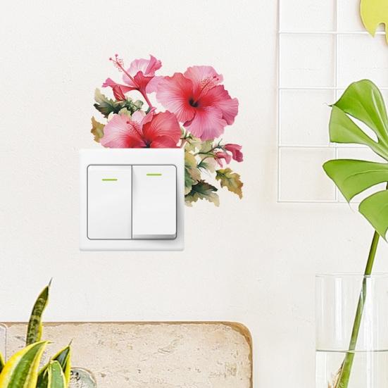 Наклейка на переключатель с цветочным принтом, водостойкая самоклеющаяся ПВХ-клейка и наклейка для гостиной, спальни, детской комнаты, настенный переключатель, украшение, наклейка