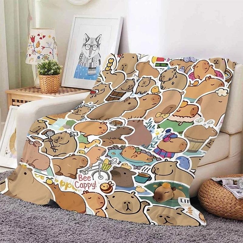 Capybara Nap Blanket Sofa Blanket Cute Thermal Bed Blanket Camping Soft Blanket Bedding