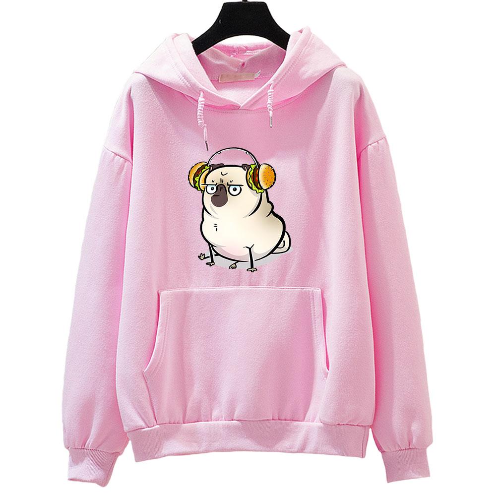 Pug Dog Anime Clothes Manga/Comic Hoody Harajuku Fashion Hoodie Female/Male Fleece Long-sleeved Winter Loose Pullovers Regular