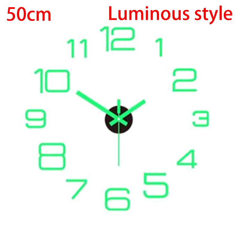 DIY 3D Wall Clock Luminous Frameless Design Mirror Surface Sticker Large Modern Home Office Living Room Decor