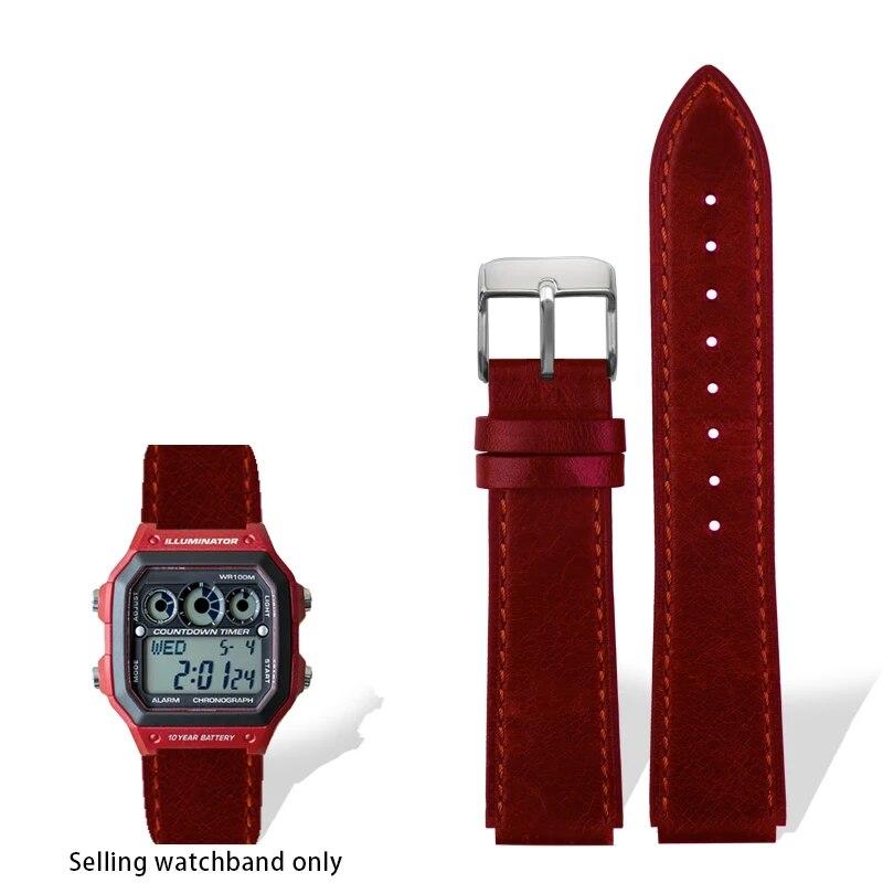 Ремешок из натуральной кожи в стиле ретро для Casio A158W A168/F91w/AE-1200WHD/A158/A159/A169/AE1200, винтажный ремешок-браслет для часов