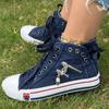 Women's Fashion Casual Canvas Sneakers, Low Price High Quality Student Denim Canvas Shoes