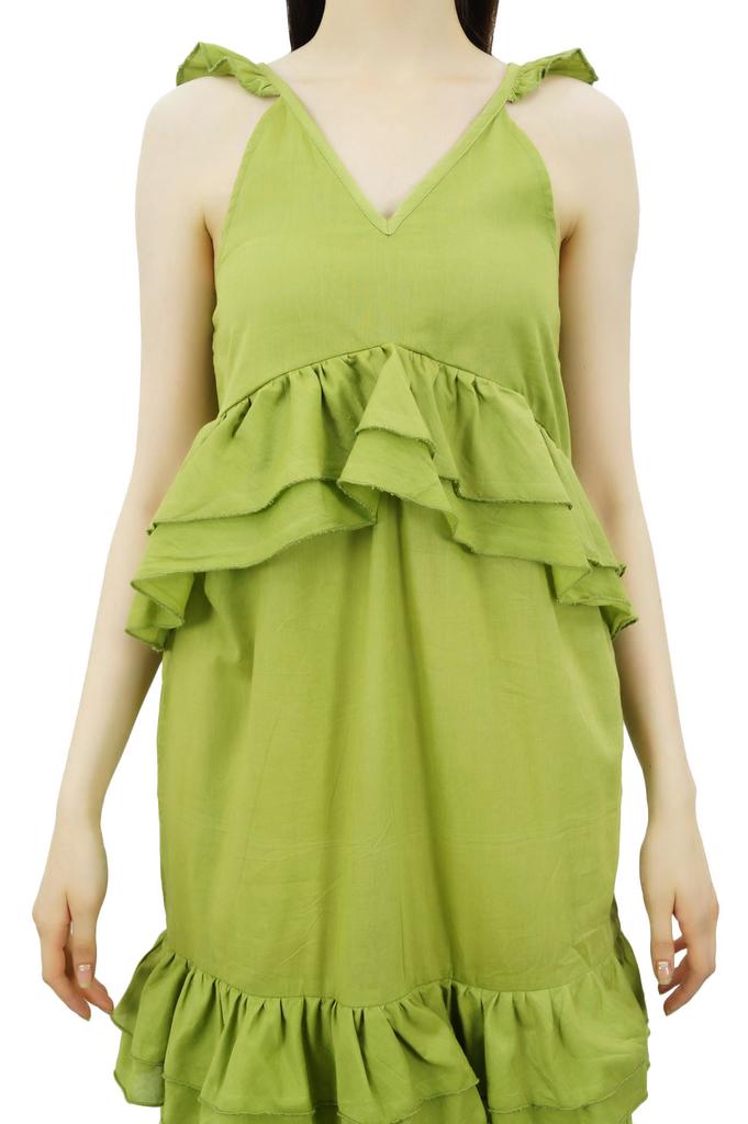 Bimba Sexy Summer Spaghetti Strap Sundress V-Neck Casual Ruffle Long Maxi Beach