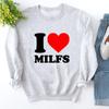 Толстовки с красным сердцем I Love Milfs, зимняя одежда, женская одежда Harajuku Kawaii, готическая одежда, повседневные толстовки с круглым вырезом, женская одежда