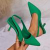 2024 Summer Women's Sandals High Heels Closed Toe Single Shoes with Thin Heel Mid-heeled Fashion Hollow Pointed Toe Women Shoes