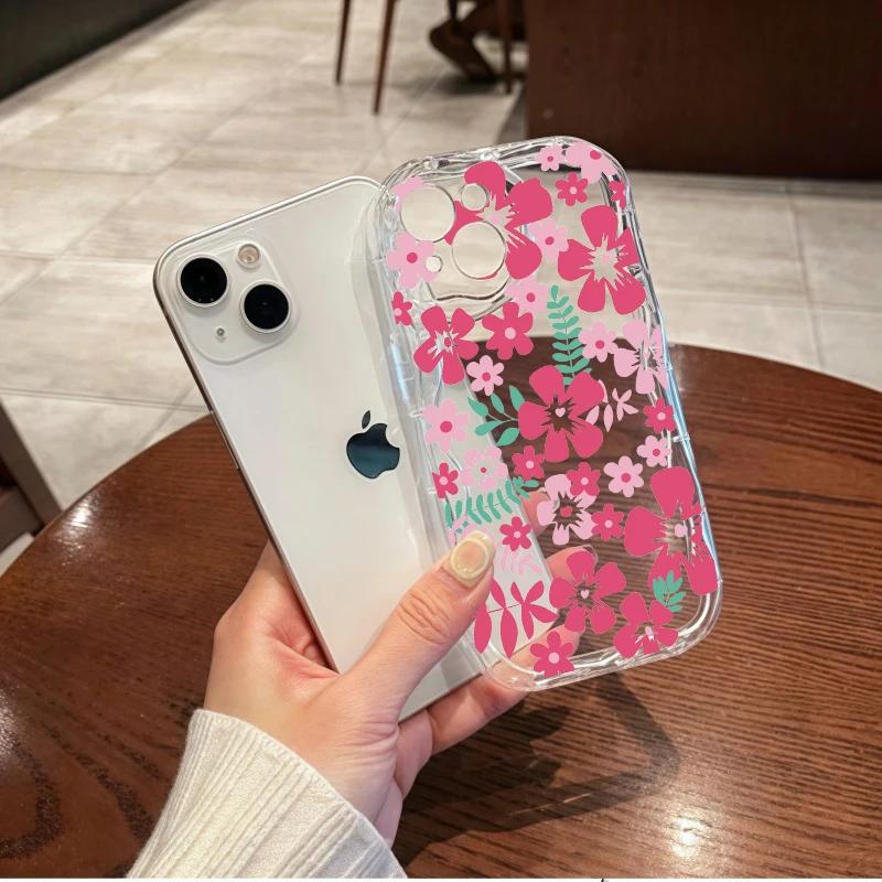 Красочный чехол для телефона с цветами для iPhone 16 15 12 11 Pro Max 14 Plus 13 Mini 16E X XS XR 7 8 Plus SE Мягкий ТПУ Прозрачный чехол Fundas