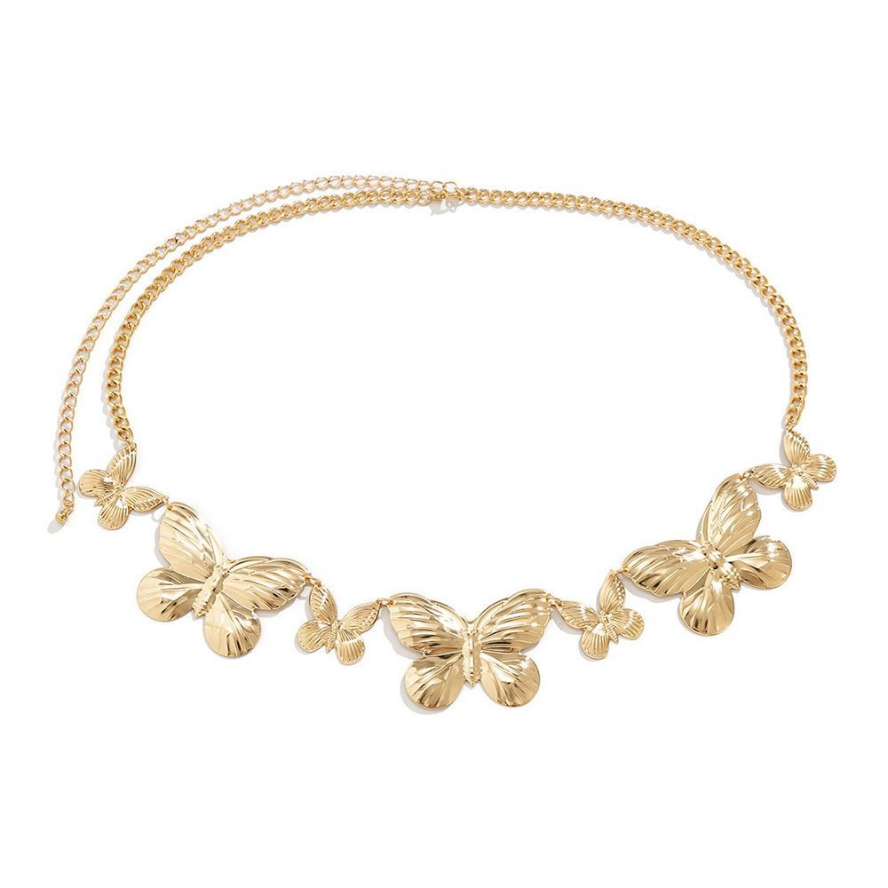 Punk Butterfly Waist Chain Hip Hop Dress Belt Chain Fashion Metal Chain Waistband for Women