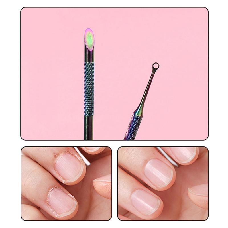 1 шт. Двусторонний толкатель для кутикулы из нержавеющей стали, маникюрный инструмент для удаления омертвевшей кожи