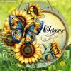 Rustic Wooden Welcome Sign with Sunflowers & Butterfly Pattern - Charming Decorative Hanging Plaque - Ideal Gift for Friend, Family