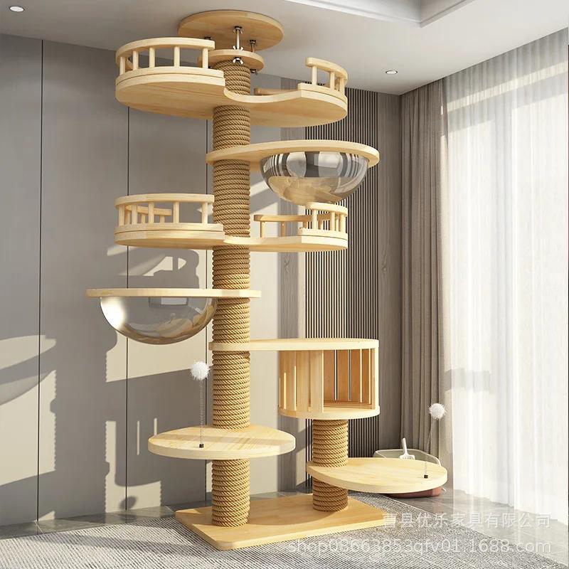 Роскошная лазалка Домик Кошка Деревья Игровая площадка Большая деревянная вилла Кошачья когтеточка Интерактивные аксессуары для домашних животных