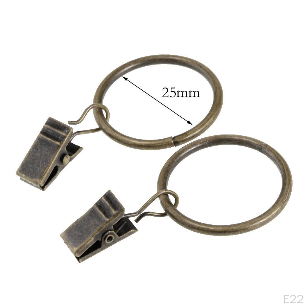 12 Coated Curtains with Clips, 25mm / 32mm Diameter