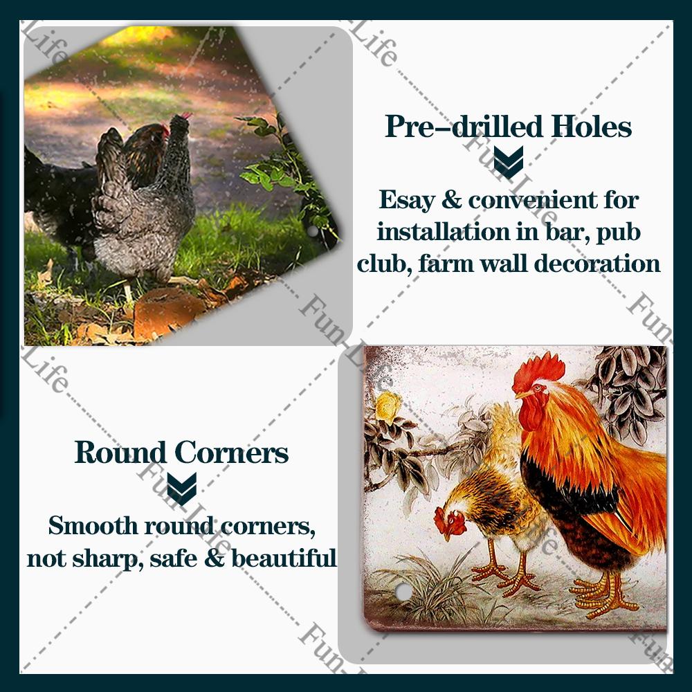 Плакат с курицей, винтажные металлические оловянные знаки, тарелка, петух, куриное яйцо, ретро-налет, бар, паб, ферма, домашний Настенный декор