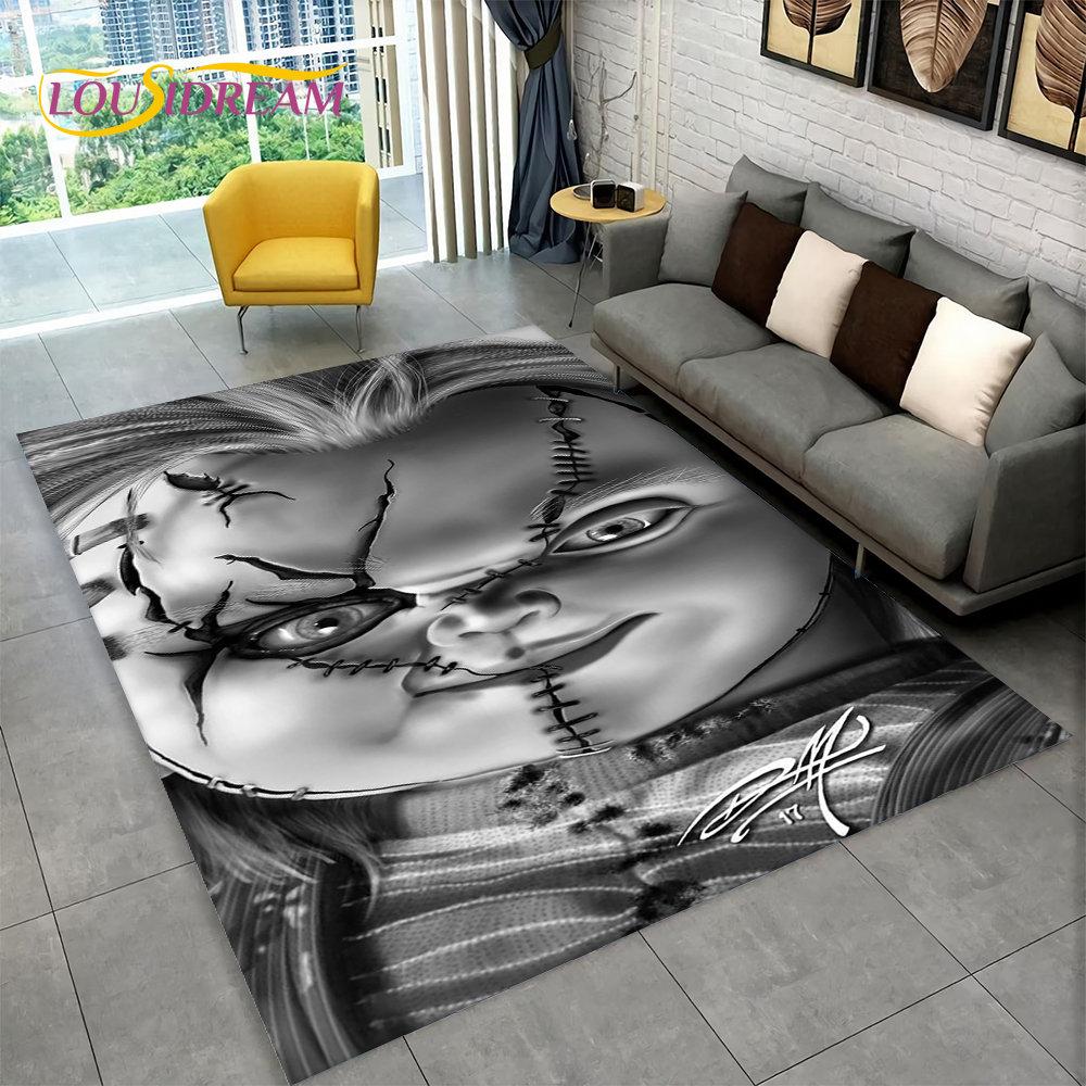 Коврик из мультфильма с персонажем фильма ужасов Чаки пила, ковер для гостиной, спальни, дивана, коврик для украшения, нескользящий напольный коврик