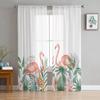 Ins стиль тропические растения фламинго прозрачные шторы для гостиной спальни тюль занавеска для кухни вуаль шторы жалюзи панели