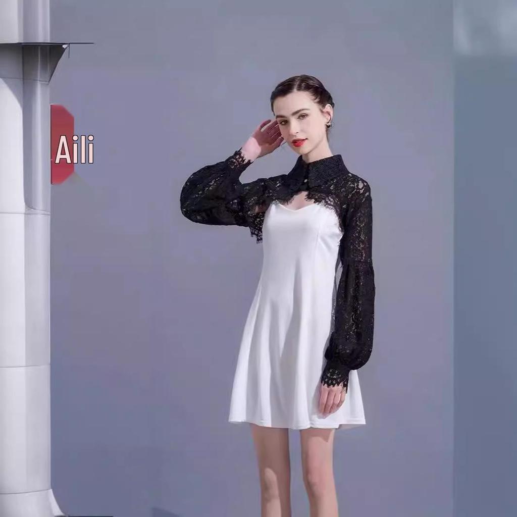 French Retro Fairy Lantern Sleeve Lace Shawl - Women's Summer Sun Protection Outerwear