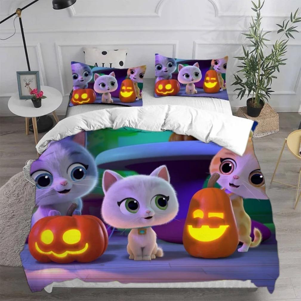 Anime Super Kitties Quilt CoverSuper Kitties Bedding Collections3D Digital Print Duvet Cover Pillowcase Collections Kids Adult Size