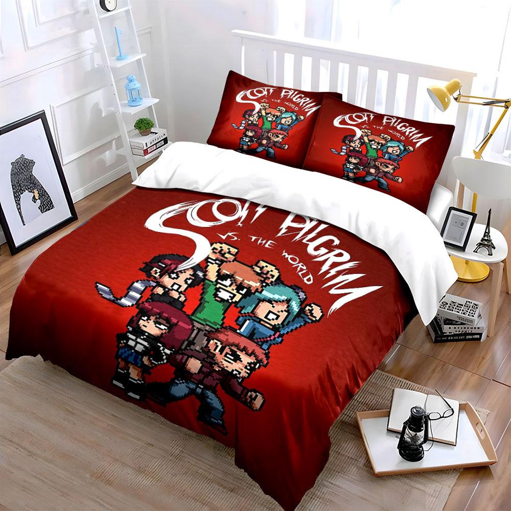 Scott Pilgrim Pixel Art Bedding Bedding Duvet Cover Set Duvet Cover Pillowcases (1 * Duvet Cover 2 * Pillowcases, without duvet insert)