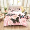 3Pcs Pink Butterfly Pattern Bedding Set, 1*Quilt Cover+2*Pillowcase, Suitable For Girls And Women Bedroom, Birthday Gift