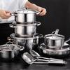Stainless Steel Pot Set, Commercial Induction Cookware, Oven-Safe Pot with Heat-Resistant Handles, Multipurpose Kitchen Cookware for Home Chefs