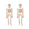 Серьги-скелеты на Хэллоуин со стразами, преувеличенные панк-подарки, женские серьги, фестивальная вечеринка, ювелирные изделия, серьги-подвески с черепом
