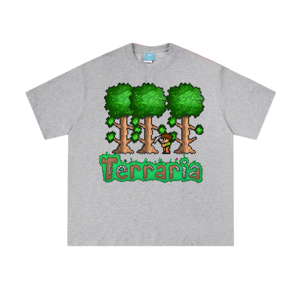 Игровая футболка Terraria в пиксельном стиле, 2026, с коротким рукавом, повседневная, летняя, унисекс, одежда в стиле манга